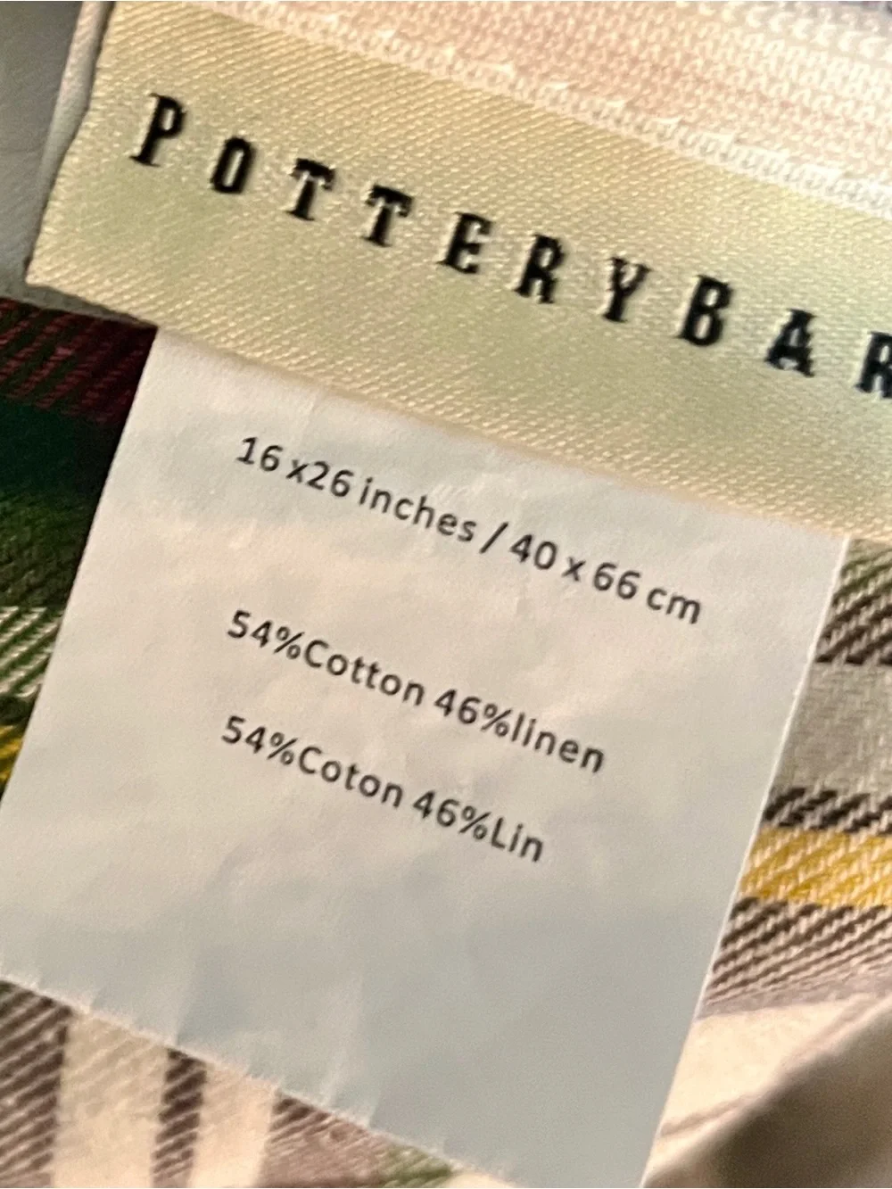 Pottery Barn Denver Plaid Lumbar 26x16”Pillow Sham Case Pillowcase Cotton Linen